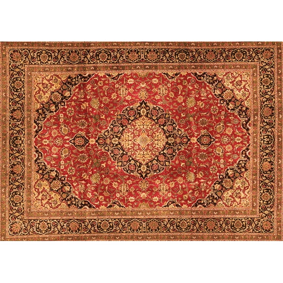 Ahgly Company Indoor Rectangle Medallion Orange Traditional Area Rugs, 5' x 8'