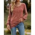 thumbnail image 3 of Button Up Blouses Tops for Women Elegant Lantern Long Sleeve T-Shirts Ribbed Knitted Tunic Tee Shermie, 3 of 6