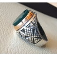 thumbnail image 3 of Green Onyx Mans Ring, Natural Green Onyx, December Birthstone, Silver Jewelry, 925 Silver Ring, Birthday Gift, Heavy Mens Ring, Arabic Design, Ottoman Style Ring, Christmas, Turkey Mens Signet Ring, 3 of 6