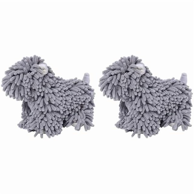 wonima44 2 PCS Fuzzy Ball Hand Towel,Cartoon Puppy Chenille Hand Towel Plush,Cute Decorative Hand Towels,Hand Towel with Hanging Loop,for Bathroom, Office, Fingerprint Lock Door Handle