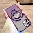 thumbnail image 3 of Designed for iPhone 12 Case Glitter Magnetic Compatible with MagSafe,Luxury Plating Cute Bling Clear for Girls Women,Shockproof Slim Phone Case for iPhone 12 - Purple, 3 of 12