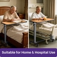thumbnail image 5 of KEKOY Overbed Table with Wheels, One-Touch Height Adjustable Rolling Hospital Bedside Table, Stable Bed Tray for Eating, Reading, Elderly Home Care and Hospital Use, 5 of 11