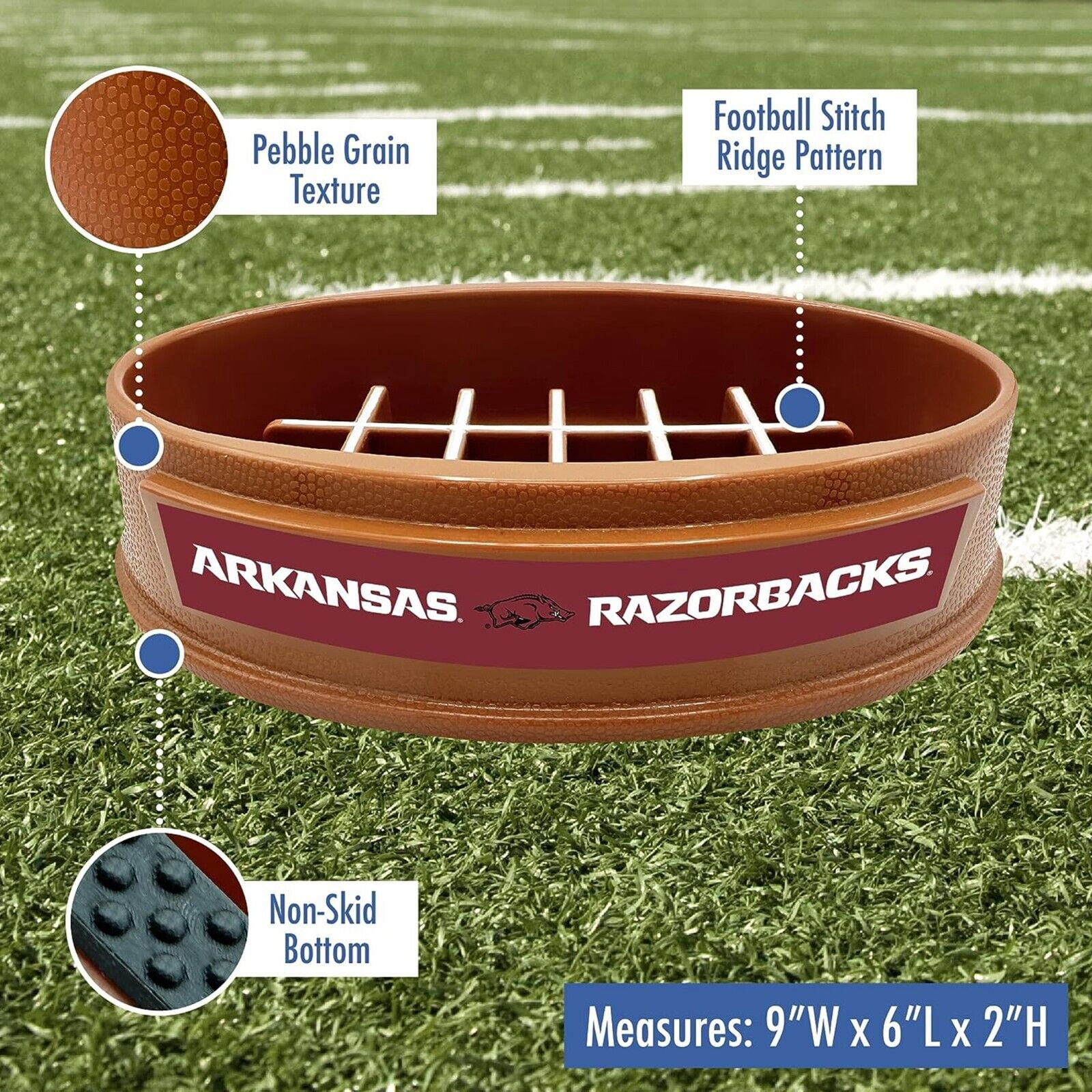 Pets First NCAA Arkansas Razorbacks Super-Bowl Slow Feeder Bowl for Dogs and Cats with Non-Slip Mat