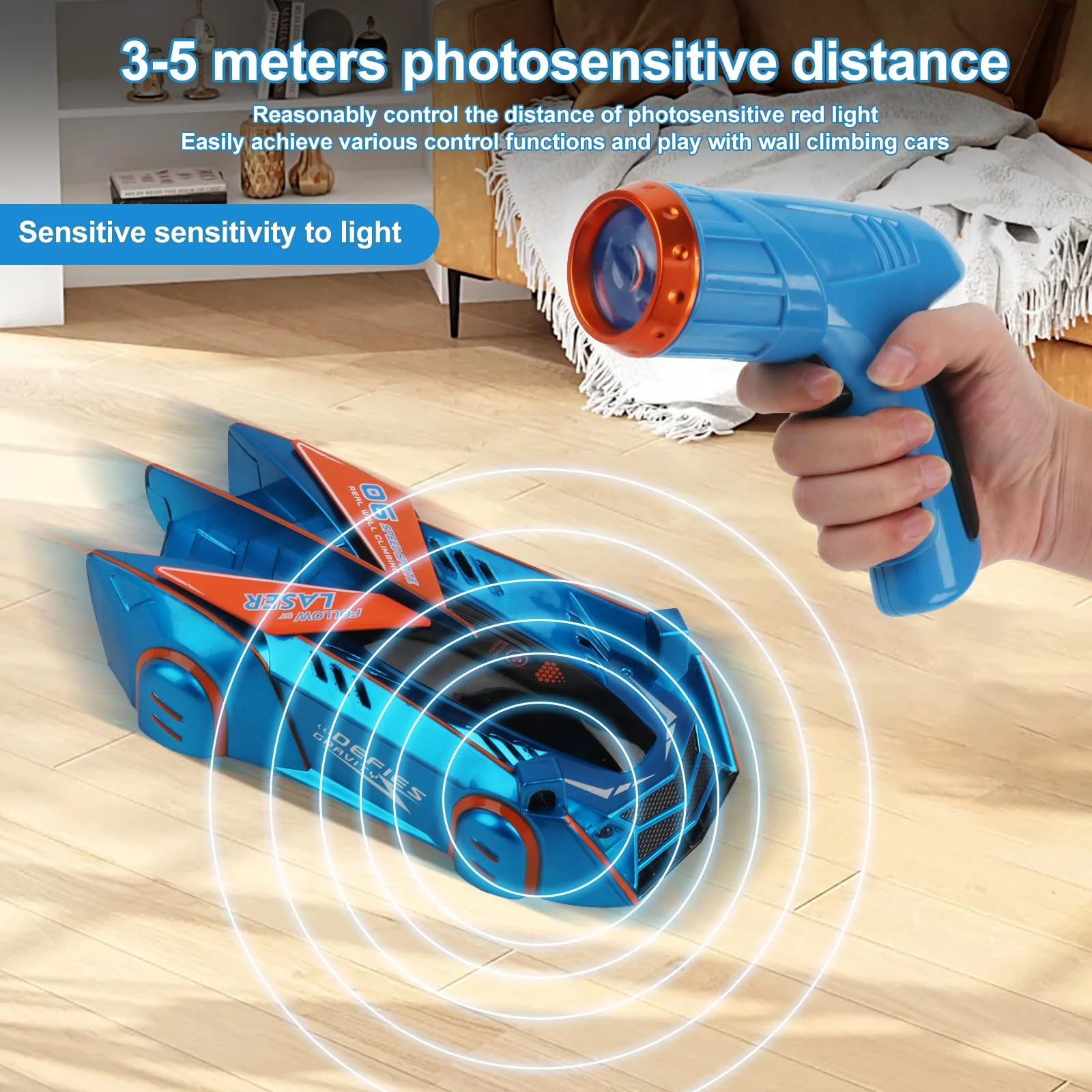 Wall Climbing RC Stunt Car with Infrared Laser Tracking – Anti-Gravity Remote Control Drift Toy for Kids Indoor Ceiling Racing
