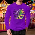 thumbnail image 3 of Mens Casual Camisetas de Manga Larga Cuello Redondo con Estampado de Carnaval, Suelto Elástico Top de Fitness para el Uso Diario, 3 of 5