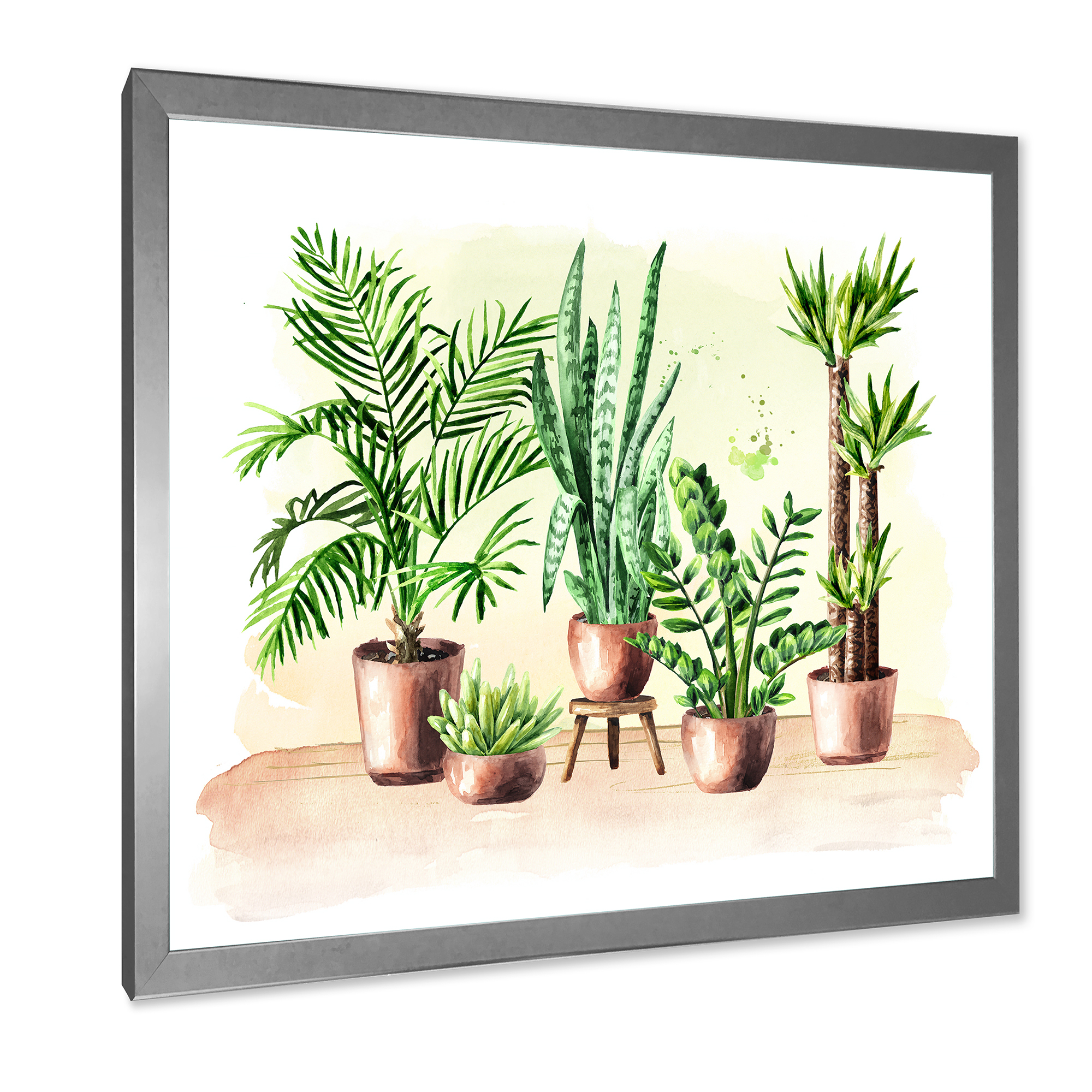 Designart 'Indoor Green Home House Plants in Pots I' Traditional Framed Art Print
