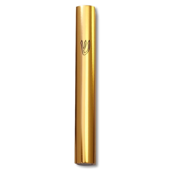 Mezuzah Case - Yellow Gold-Tone Aluminum Shin, 6"