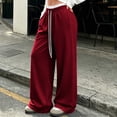 thumbnail image 6 of Trousers Pants for Women Plus Size Wide Leg Pants with Pockets Elastic Waist Loose Long Pants Casual Lounge Workout Jogger, 6 of 8