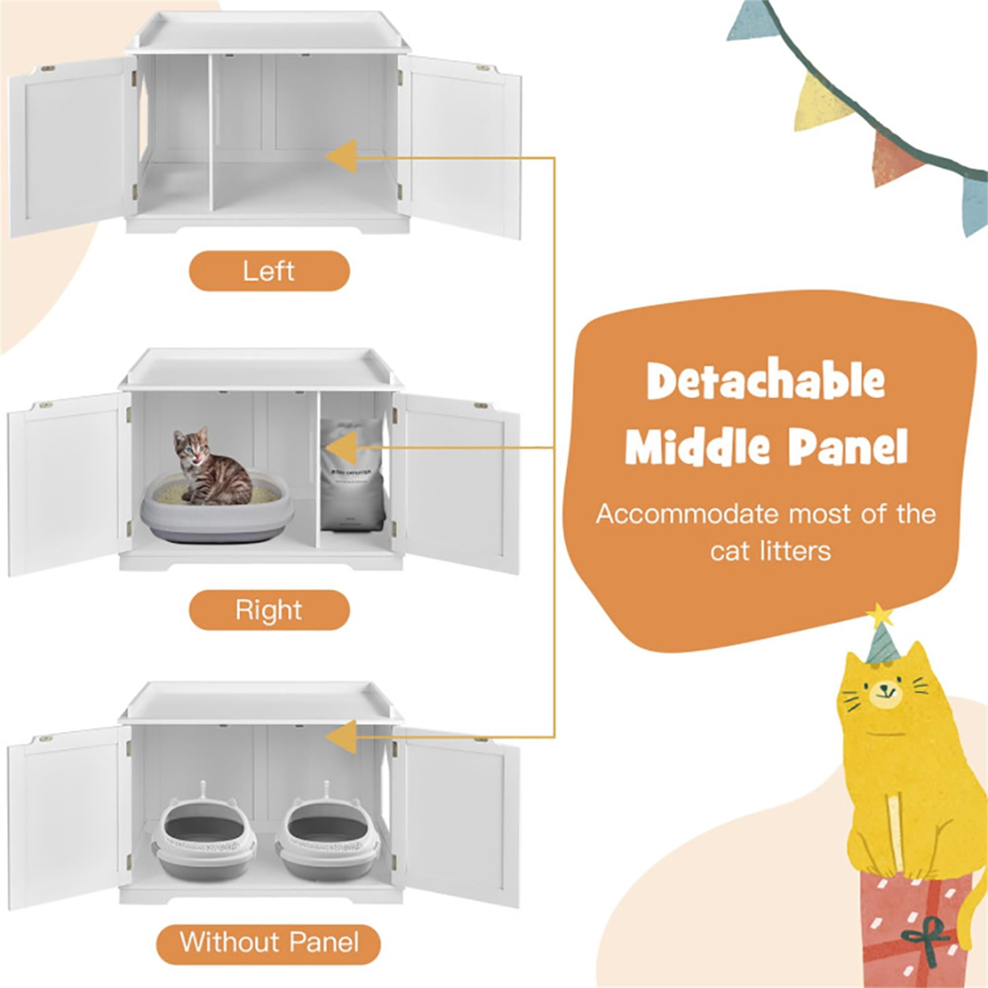 Kadyn 29" Cat Litter Box Enclosure with Double Doors for Large Cat and Kitty, Hidden Cat House Washroom Furniture, White