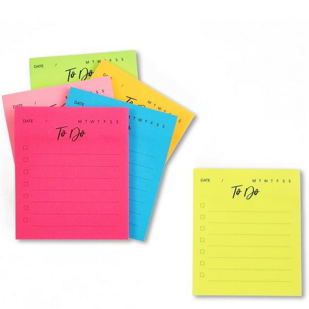 6 Pack Small To Do List Sticky Notes, Daily Planning Notepad for Memos, Neon 3 x 3.5 in Walmart.com