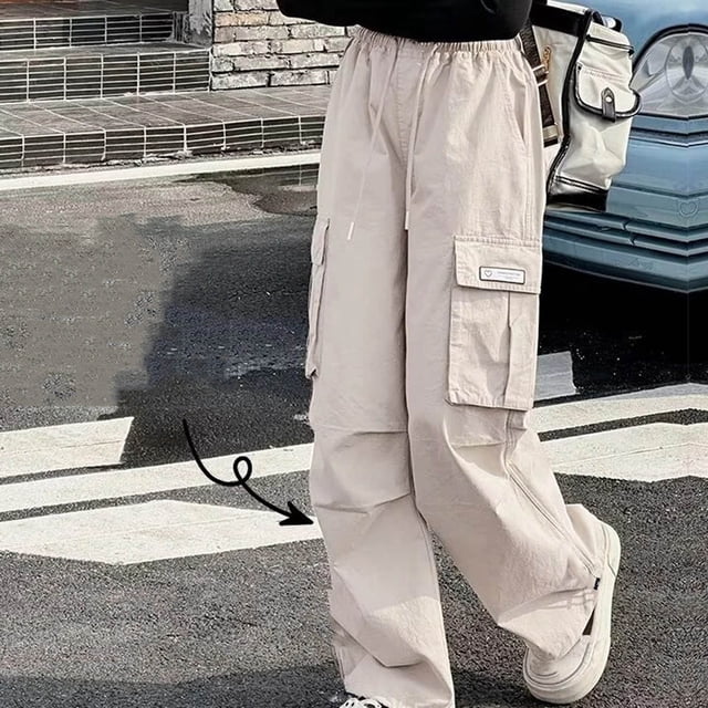 YUNAFFT Girls 5-15Y Casual Cargo Pants with Adjustable Drawstring & Multiple Pockets Loose Fit Nylon Spandex Joggers