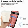 thumbnail image 2 of Allytech for Google Pixel 7 2 in 1 Detachable Wallet Case, Retro PU Leather Ring Kickstand Card Slots Case for Women Men, Strong Magnetic Shockproof Slim Case for Google Pixel 7 - Pink, 2 of 10