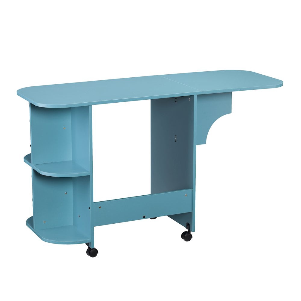 SEI Furniture Mobile Sewing and Craft Table in Turquoise