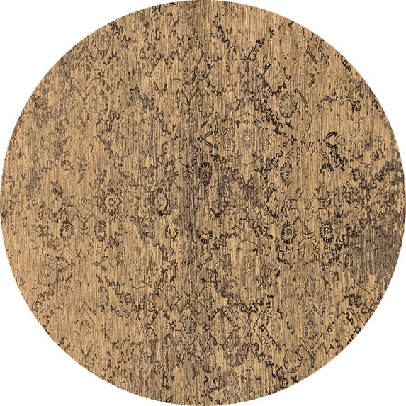 Ahgly Company Indoor Round Oriental Brown Industrial Area Rugs, 4' Round