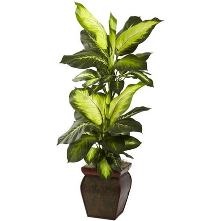 Nearly Natural Golden Dieffenbachia with Decorative Planter