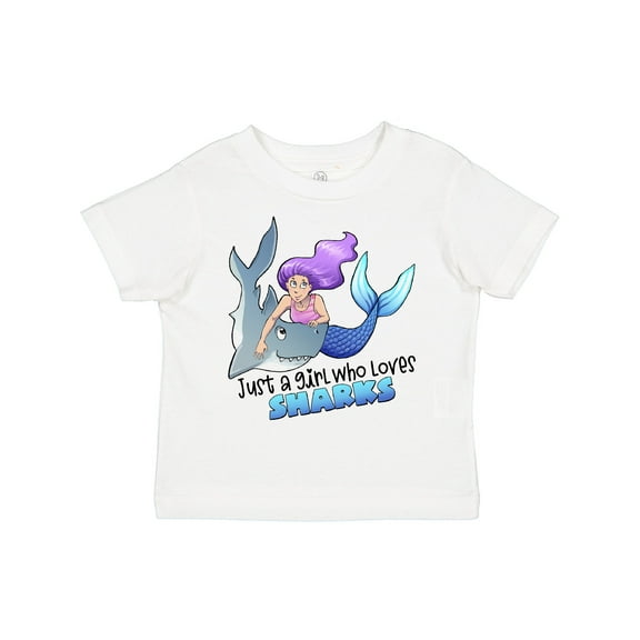 Inktastic Just a Girl Who Loves Sharks Mermaid Girls Toddler T-Shirt