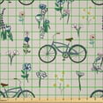 thumbnail image 2 of Ambesonne Casual Day Fabric by the Yard Microfiber, Spring Life Bicycle Art, 2 Yards, Pale Eggshell and Slate Blue, 2 of 2
