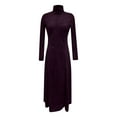 thumbnail image 4 of DHFJKG Long Dresses For Women Turtleneck Slim Fit Stretchy Long Sleeve Maxi Dress Solid Color Side Slit Stylish Dresses, 4 of 4