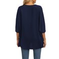 thumbnail image 3 of SAYOO Dolman manga cuello en V mujer #39;st - camisa gasa suelta Split verano Street Top SAYOO moda, 3 of 6