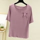 thumbnail image 1 of Pijama de manga corta para mujer, cuello redondo, color liso, informal, fino, interior, para el hogar, de poliéster, 1 of 3