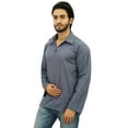 thumbnail image 4 of Atasi Indian Ethnic Men's Kurta Full Sleeve Collar Neck Cotton Gray Shirt-Small, 4 of 7