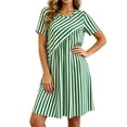 thumbnail image 2 of Snorda Dresses for Women Stripped Dress with Short Sleeves and Round Neck Irregular Spliced Dress Casual Loose Breathable Soft Summer Dresses for Women All-Day Comfortable Wear, 2 of 7