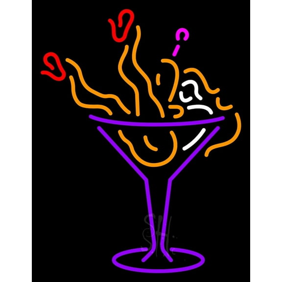 Martini Girl LED Neon Sign 24 x 31 - inches, Clear Edge Cut Acrylic Backing, with Dimmer - Bright and Premium built indoor LED Neon Sign for Bar decor.