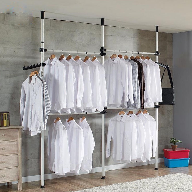 Coat Rack with 7 Wood Hooks and 3 Adjustable Height Sizes for Storage Clothes