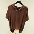thumbnail image 2 of Holzkary Women's Short Sleeve Plain Hoodie Fashionable Sweatshirt with Hood Loose Comfortable Blouse Classic Tops Sports Summer Shirts Solid Color Sweatshirt Thin Loose Fitting Base Shirt Coffee Xxl, 2 of 8