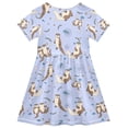 thumbnail image 2 of FORMRS Girls Short Sleeve Dress Summer Casual Round Neck A-line Beach Sundress, Sizes 2T-8T, Cartoon Otters Pattern, 2 of 8