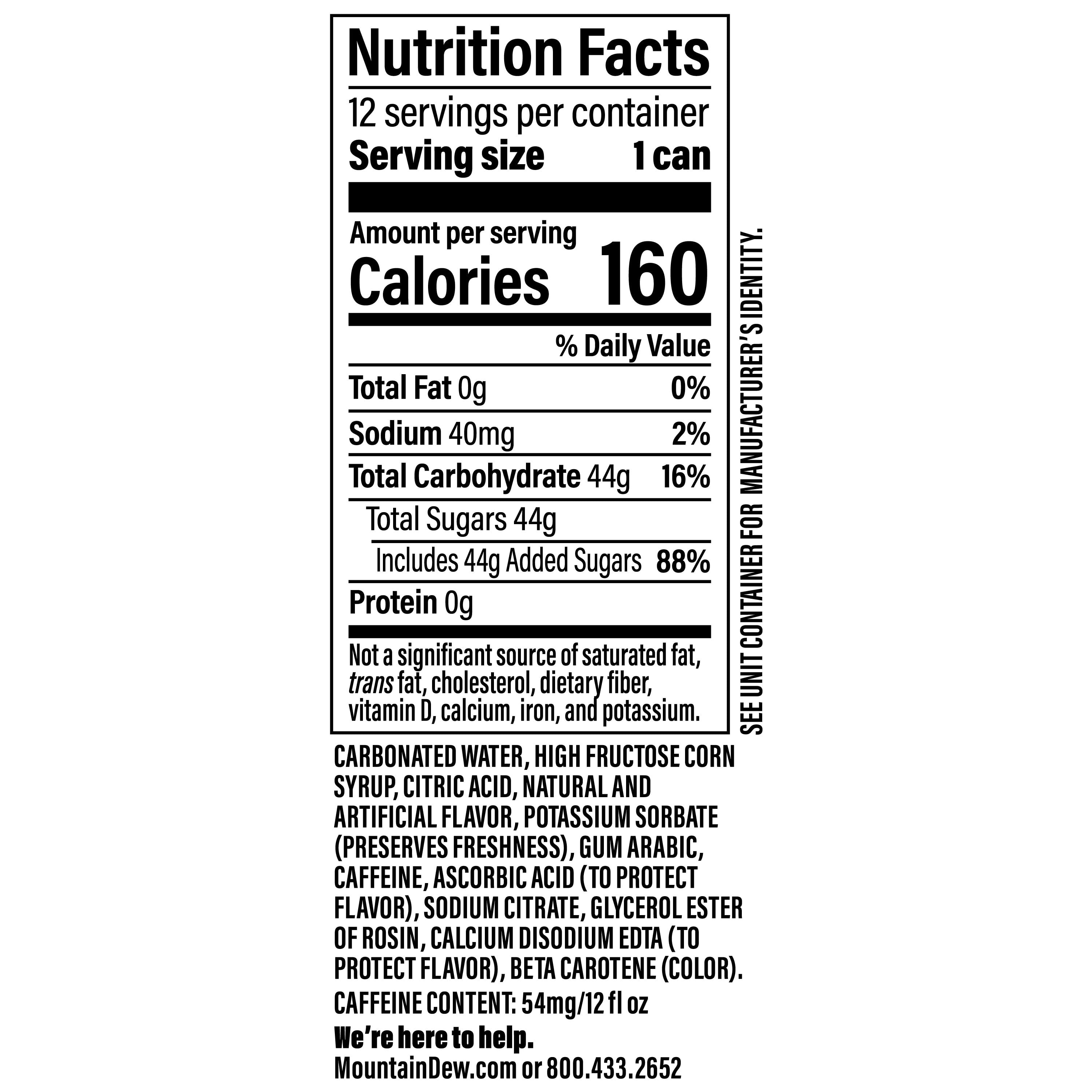 Mountain Dew Dirty Dew Cream Soda 12 fl oz 12 pack Cans