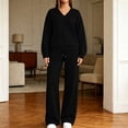 thumbnail image 6 of SELONE Running Outfits for Women Two Piece Long Sleeve Shirt High Waist Wide Leg Long Pants Work Vacation Sportswear Set, 6 of 8