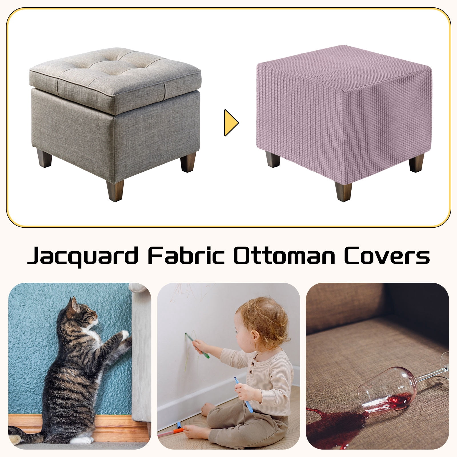 Unique Bargains Square Jacquard Slipcover Light Purple 13.4"-17.7" x 15.0"-17.7"