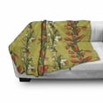 thumbnail image 3 of Floral Soft Flannel Fleece Throw Blanket, Vertical Strips of Tulips and Daffodils Leafy Botanical, Cozy Plush for Indoor and Outdoor Use, 50" x 60", Khaki Multicolor, by Ambesonne, 3 of 6