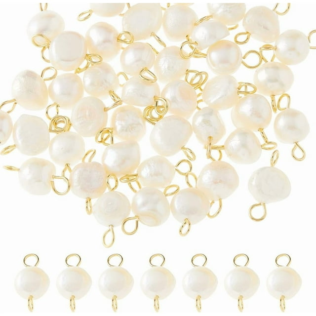 40 conectores para colgantes de perlas, dijes de perlas, perlas naturales de agua dulce, eslabones de perlas irregulares con argollas dobles doradas de acero inoxidable 304.