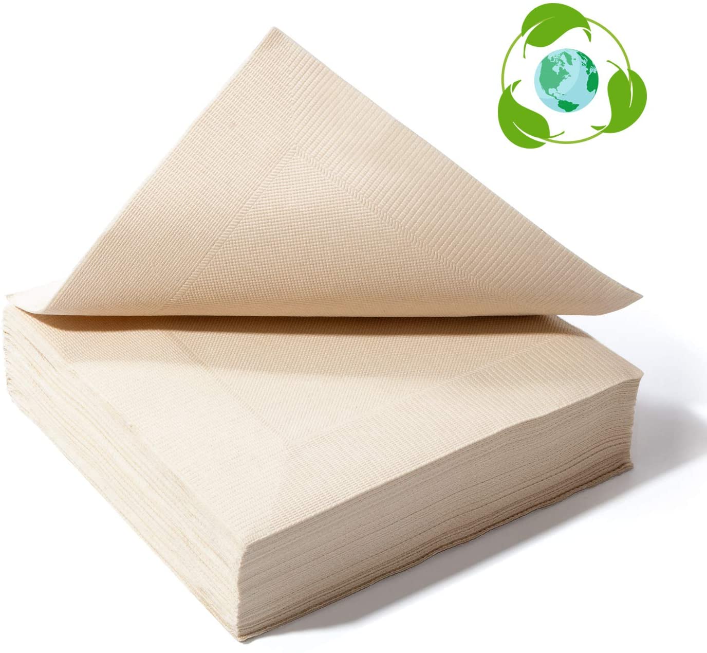 Recycled Post Consumer Napkins, Compostable Unbleached Eco Lunch