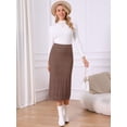 thumbnail image 4 of DARING DIVA Women's Ribbed Knit Elastic High Waist Sweater Midi Skirt Large Coffee, 4 of 6