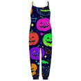 thumbnail image 4 of Gunia Toddler Girls Halloween Outfit Flannel Pumpkin Kids Suspender Romper Loose Harem Style Jumpsuit Festive Party Outfits Dark Blue 3-4 Years, 4 of 5