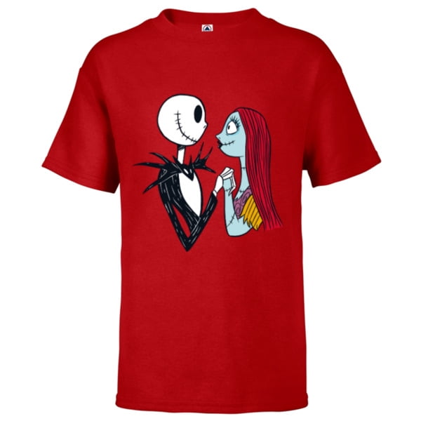 Disney The Nightmare Before Christmas Jack and Sally - Short Sleeve T-Shirt  for Kids -Customized-White