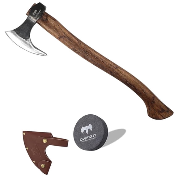DWFKHT 21.3" Hand-Forged Viking Splitter Axe with Sheath and Sharpener