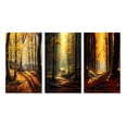 thumbnail image 2 of Designart "Warm Autumn Sunlight Illuminating the Forest I" Forest Wall Art Set Of 3 - Traditional Yellow Canvas Set For Living Room Decor, 2 of 6