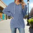 thumbnail image 2 of Miluxas Hoodies for Women Casual Long Sleeve Textured Knit Loose Drawstring Hooded Sweatshirt Blue M(M), 2 of 6