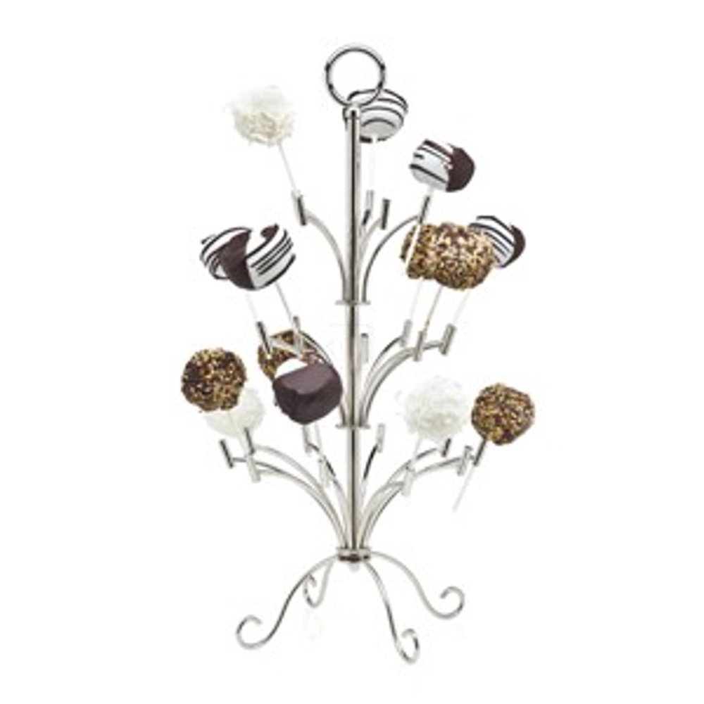 18&quot; Silver Metal Cake Pop Stand Display Server, Holds 25