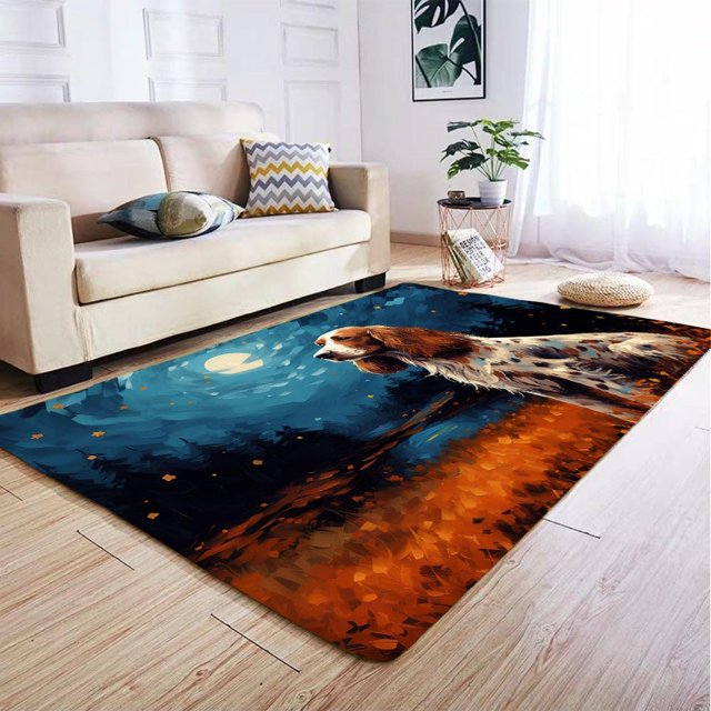 DTG English Setter Dog Rug 3x5, 4x6, 5x8 Area Rugs for Living Room Non-Slip Oriental Throw Bedroom Rug Ultra-Thin Large Office Dining Room