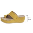 thumbnail image 5 of Platform Flip Flops for Women Leopard Print Suede Slides Sandals Comfy Arch Support Footbed Nonslip Wedges Heels Yellow Size 7, 5 of 7