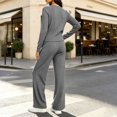 thumbnail image 6 of Miqool Womens 2 Piece Outfits Corduroy V Neck Button Front Long Sleeve Top Matching Pants Set Casual Loungewear Tracksuit S‑XXL, 6 of 7