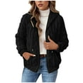 thumbnail image 3 of QATAINLAV Winter Coats for Women Shaggy Faux Fur Zip Up Jacket Solid Color Warm Hooded Shacket Outwear with Pockets, Black, XL, 3 of 10
