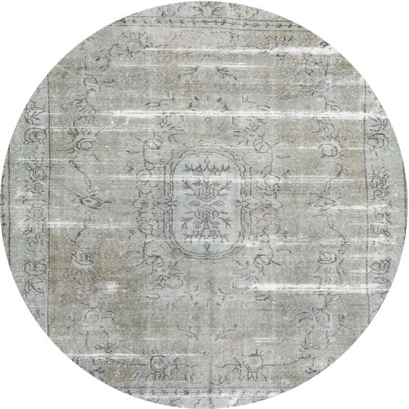 Ahgly Company Machine Washable Indoor Round Traditional Grey Gray Area Rugs, 3' Round