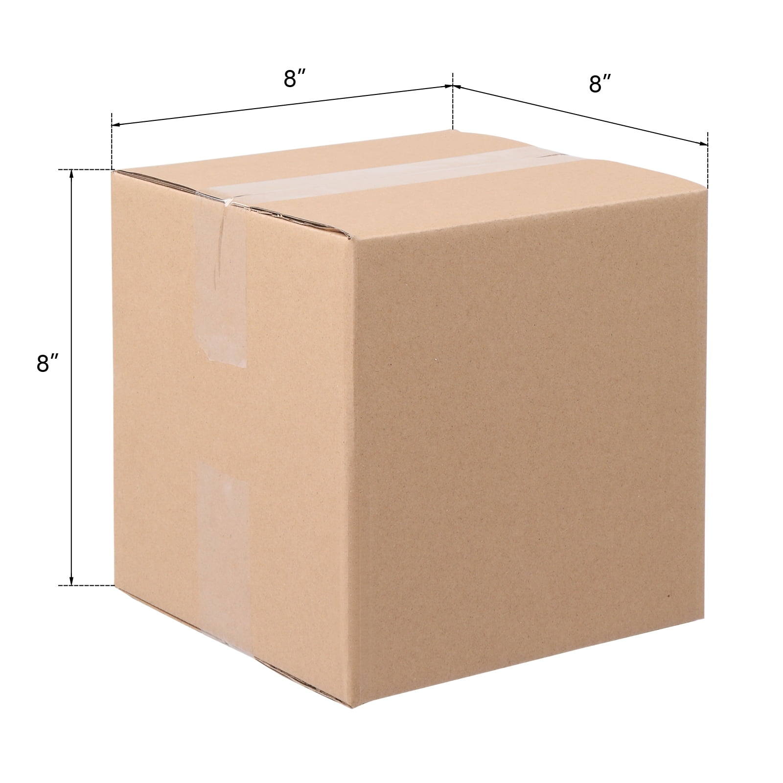 50Pcs Thick 3mm Corrugated Cardboard Box in Kraft Paper Color, 8 "x 8" x 8 "(20.3x20.3x20.3cm)