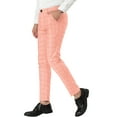 thumbnail image 5 of INSPIRE CHIC Men's Plaid Slim Fit Flat Front Dress Pants with Pockets 30 Pink, 5 of 6
